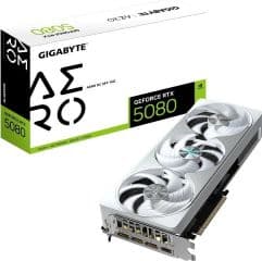 Tarjeta grafica geforce rtx 5080 aero oc sff 16gb gddr7 256 bits pci-e 5.0 2730mhz core clock 10752 nucleos cuda 3 x displayport 1 x hdmi 2.1b triple fan resolucion máxima 7680 x 4320 conector de alimentacion 1 x 16 pin pantallas soportadas cuatro.