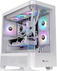 Chasis semitorre view 290 sin fuente soporta atx micro atx mini itx bahias internas 2x3.5' 2x2.5' 1xventilador trasero 120mm2xventilador frontal 120mm rgb 2xusb a 3.2 1xusb c 3.2 salida audio y microfono ventana lateral y frontal transparente dimensiones 497x477x242mm blanco