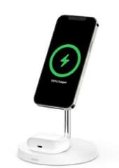 Cargador inalambrico 2 en 1 con magsafe, carga simultneamente tu nuevo iphone 16-12 (con hasta 15 w) y unos airpods comodidad con estilo: optimizado para una gran velocidad de carga, acoplamiento magnetico y un diseo moderno muy atractivo blanco